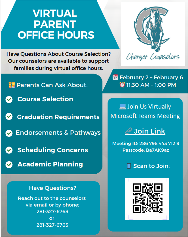  Parent Office Hour Details- Call for sign up information