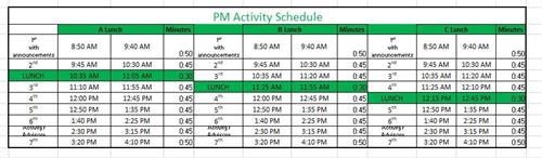 Baines Activity Schedule 