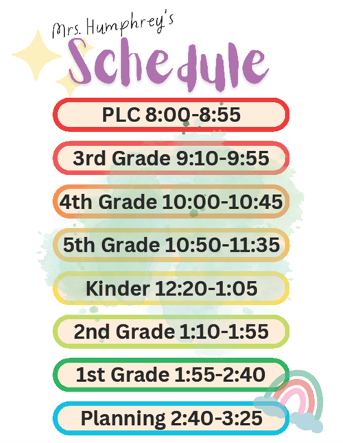 Mrs. Humphrey's Schedule