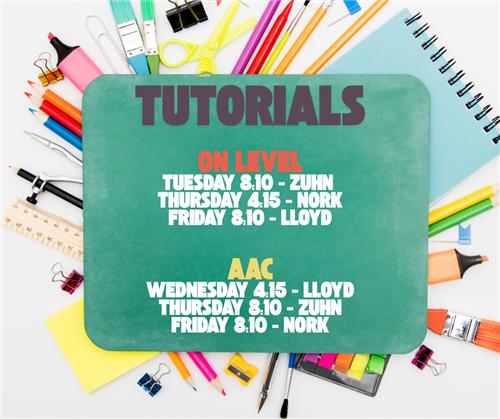 Tutorial Schedule