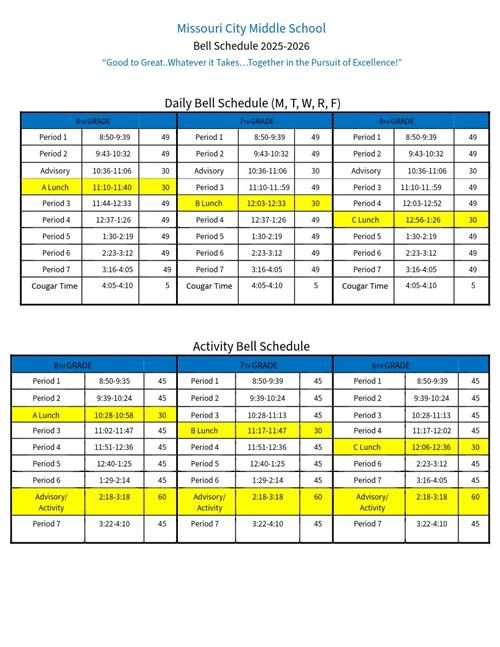  New Bell Schedule