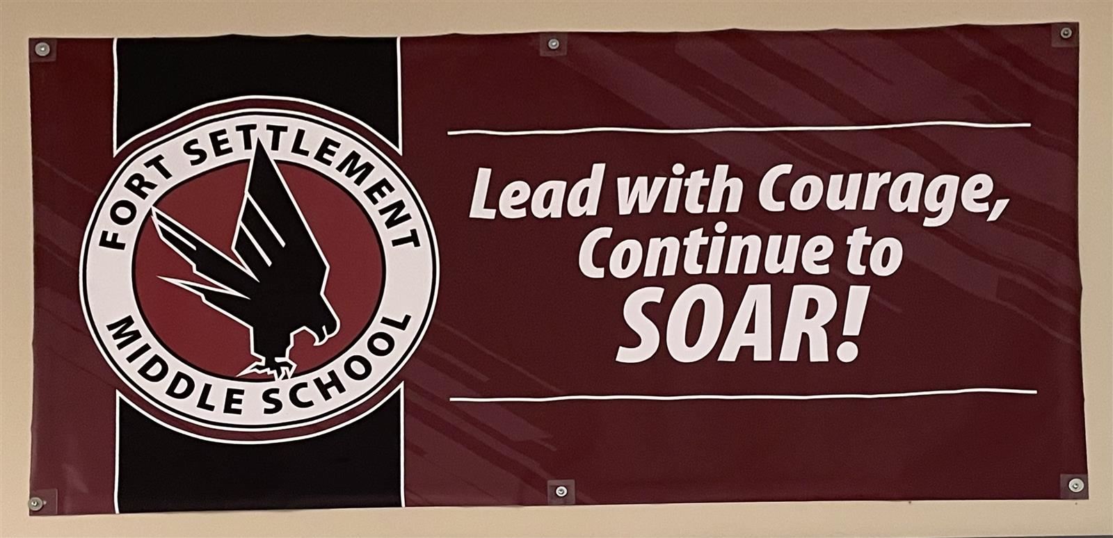  banner photo with the words, lead with courage, continue to soar