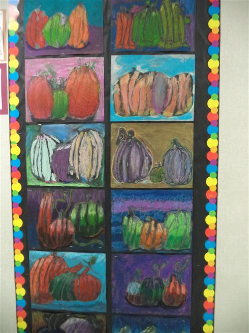 Fourth Grade Oil Pastel Pumpkins 