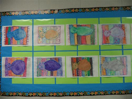 Second Grade Wax Resist Napping Cats 