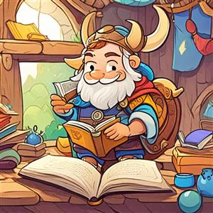 Viking reading a book